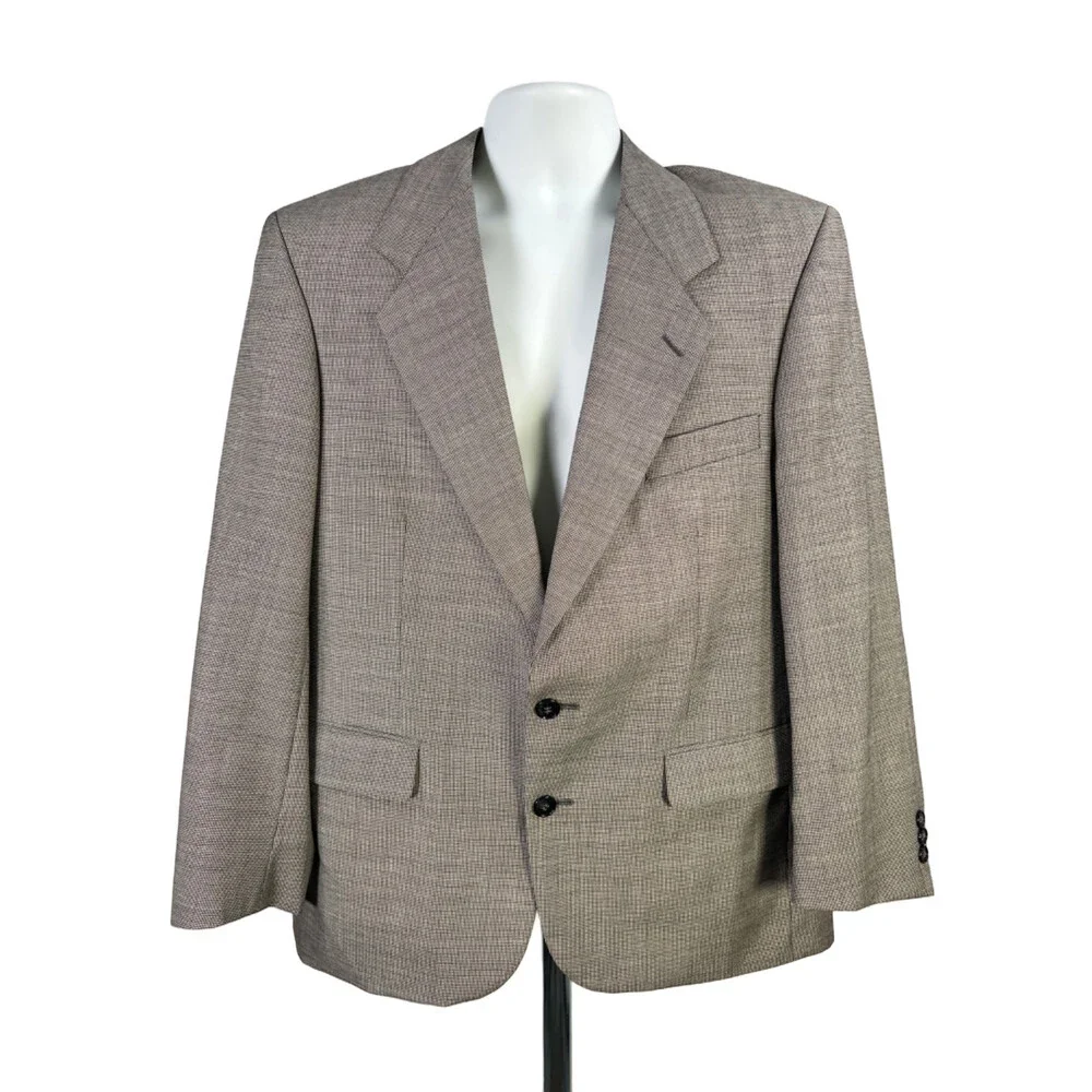 Edwards Men's Gray Wool/Cashmere Blend Glen Plaid Blazer Jacket - 40/33 Short